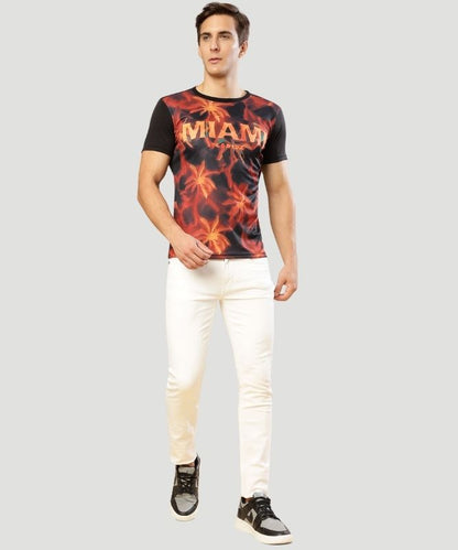 Men's Black Graphic Print Half Sleeves Regular Fit T-Shirt
